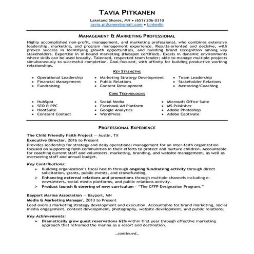 Resume - Tavia Pitkanen
