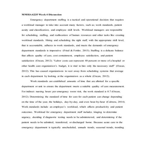 MMHA 6235 Week 4 Discussion