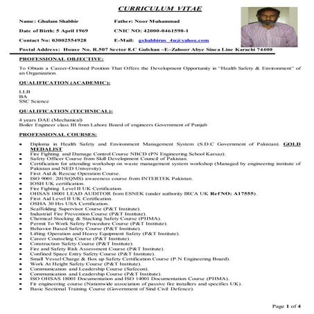 CV of Ghulam Shabbir------