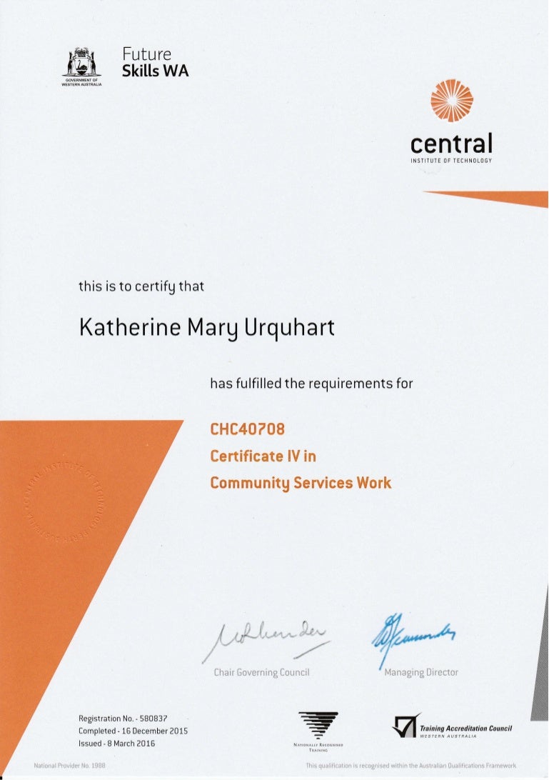 Certificate Iv Community Services Kate Urquhart