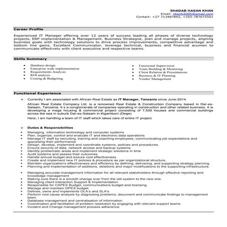 IT Manager CV
