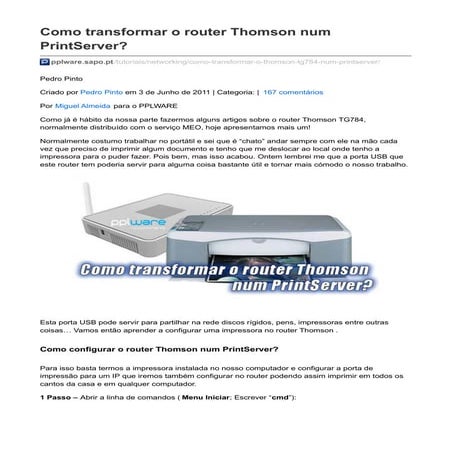 Como transformar o router thomson num print server