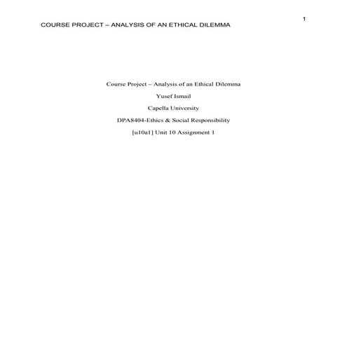 Course Project APA Unit 10 Assignment