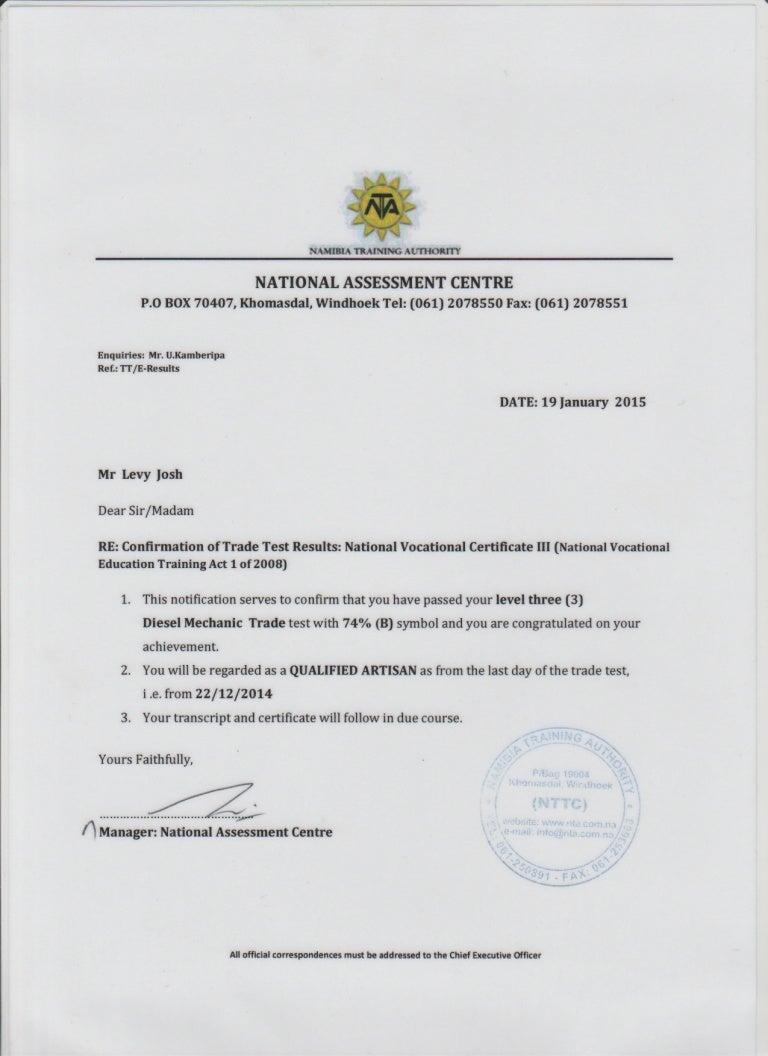 TRADE TEST RESULTS (1)