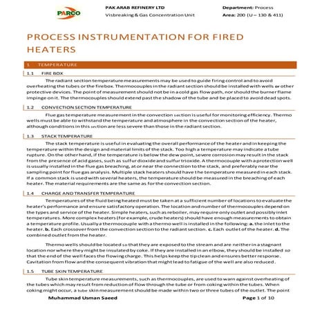 Heater Instrumentation
