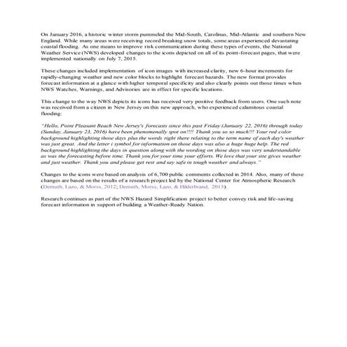 Point-forecast icons draw acclaim during Eastern U.S. Blizzard of January 2016