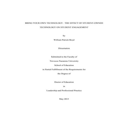 Bring Your Own Technology:  The Effect of Student-Owned Technology on Student...