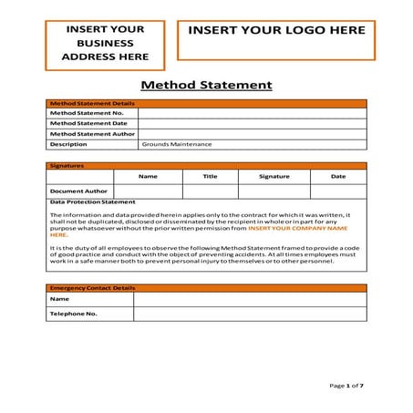 Grounds Maintenance Method Statement