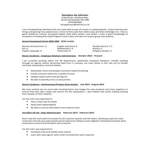 G Johnson CV (June 2015)