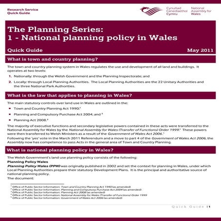 The Planning Series 1 - National Planning Policy in Wales
