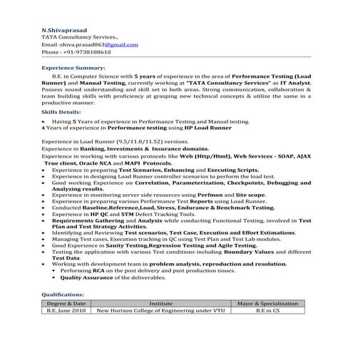 Shivaprasad Resume(Performance Testing)