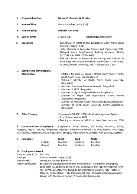 160929 SS CV in WB and ADB Format | PDF