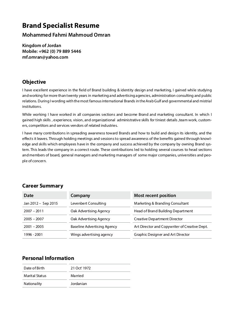 mohammed omran cv branding specialist resumes