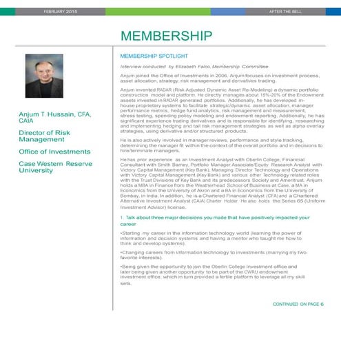 CFA Newsletter February 2015 - Membership Spotlight