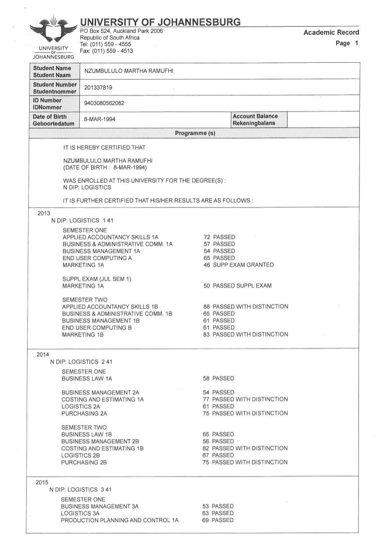 academic record 2016