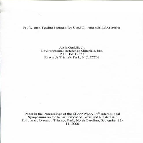 Oil PT Testing Program Paper