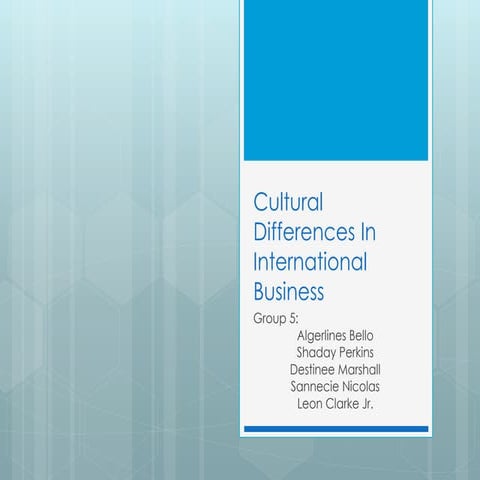 Cultural Differences In International Business Group 5 Final Presentation(Bus...
