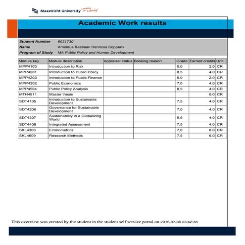 Course and gradelist | PDF