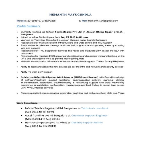 hemanth resume latest