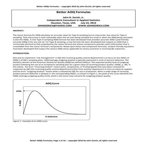 Better AOQ (and AOQL) Formulas