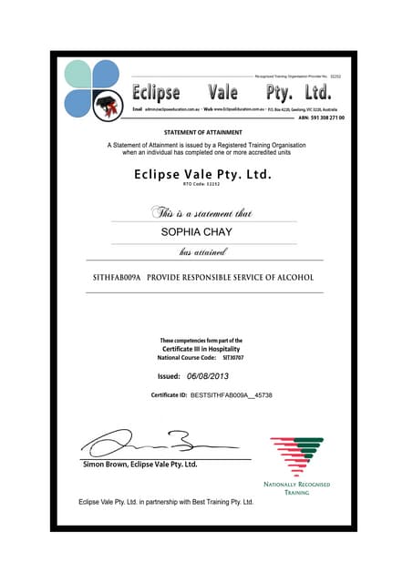 Cert of Training RSA | PDF