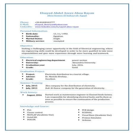 cv-sayed-electric engineer