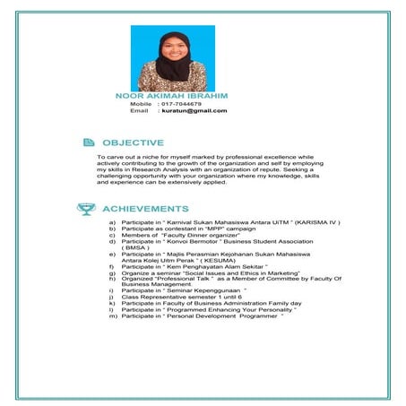 Noor Akimah Resume 2015