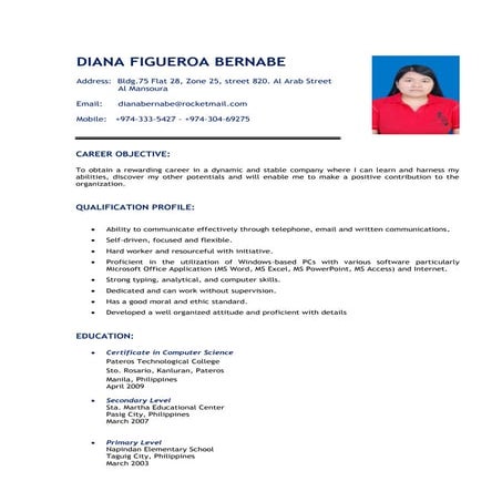 Mary Ann Cv | DOCX