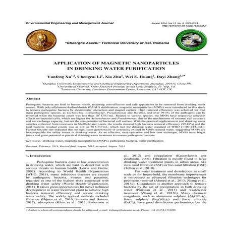 Application of magnetic nanoparticles in drinking water purification