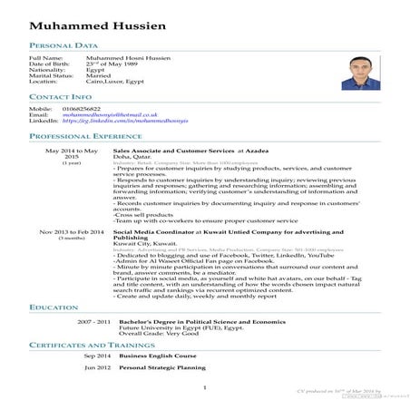 Mohammed Hosni 's resume