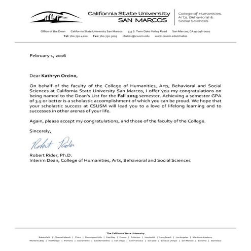Spring 2016 Dean's List | PDF