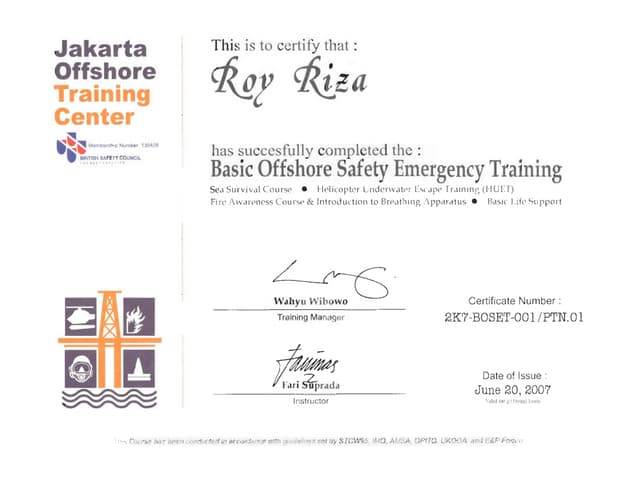 Bosiet Certificate PDF Bosiet Certificate PDF