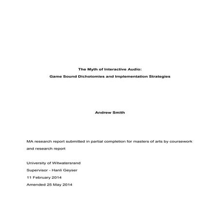 The Myth of Interactive Audio by Andrew Smith, May 2014