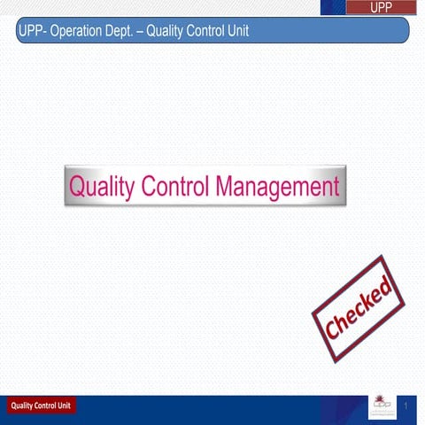 Quality Control Progress 2014