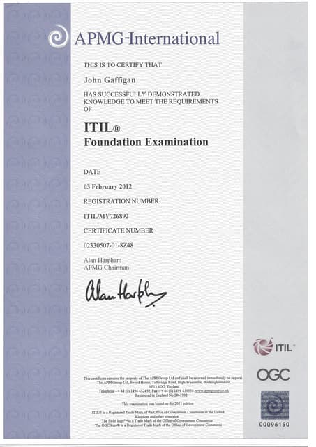 scan ITIL Certification PDF scan ITIL Certification PDF