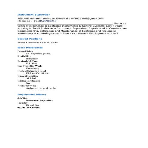 Instrument Supervisor