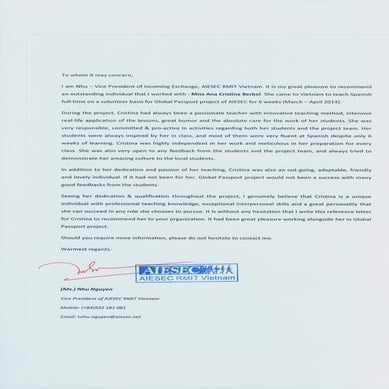 LETTER OF MERIT_Cristina | PDF