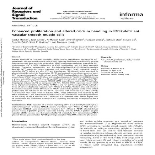 Momen A et al 2014  J Receptors Signal Transduction