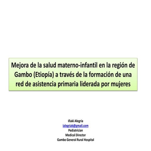 Mejora de la salud Materno Infantil en Gambo