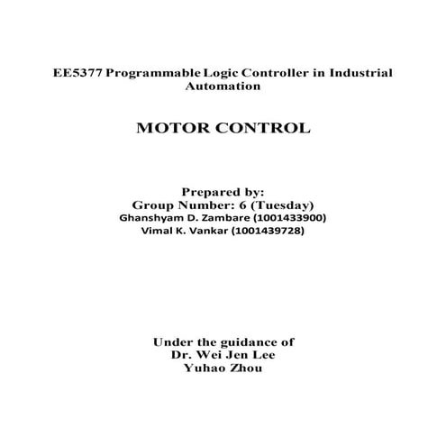 Motor Control Using PLC