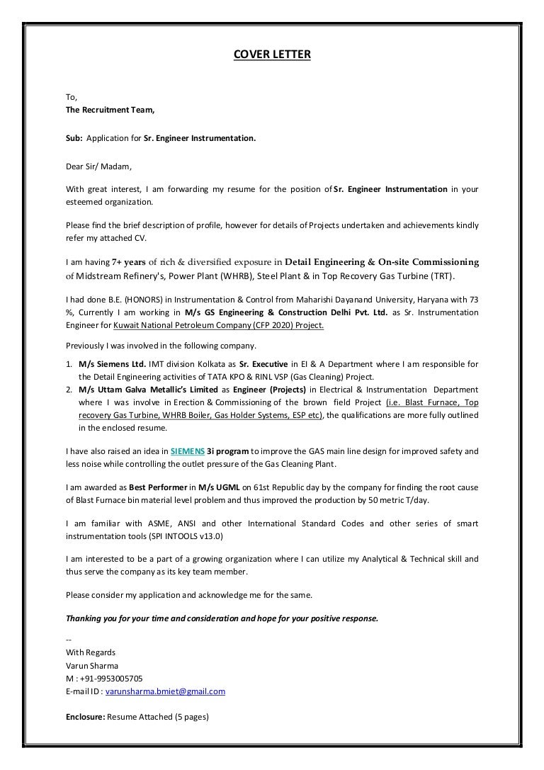 COVER LETTER