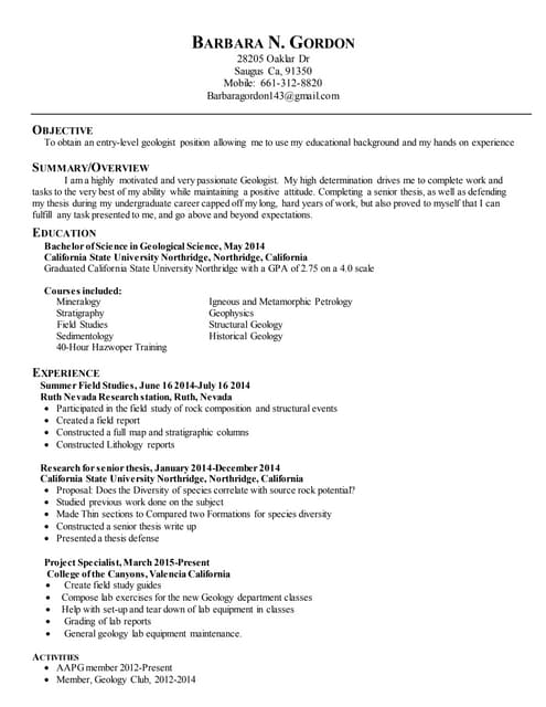 geology resume template geologist resume sample