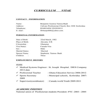 my curriculum vitae