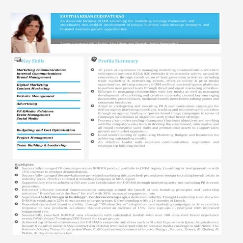 Savitha Kiran Rao CV