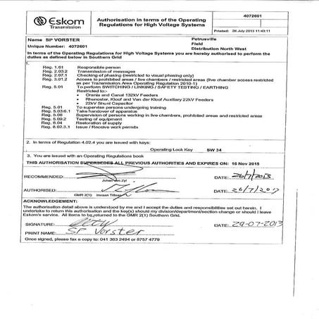 Authorisation Eskom | PDF