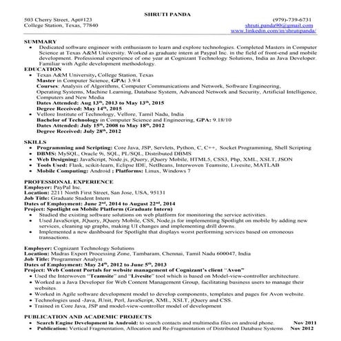 Shruti Panda Resume -Updated