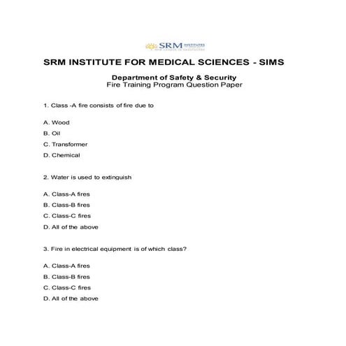FIRE & SAFETY Questions