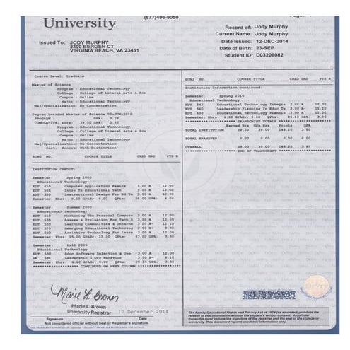 GRADUATE TRANSCRIPT | PDF