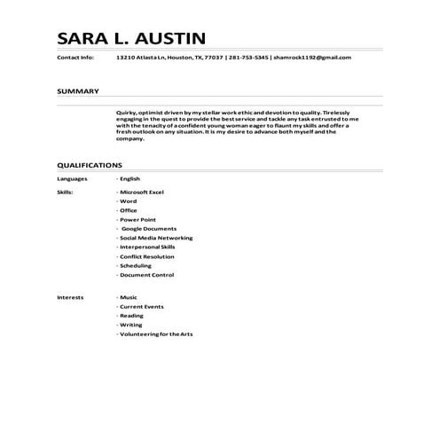 S. Austin Resume | DOCX