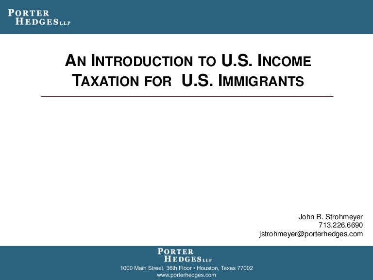 Intro to U.S. Taxation for NonResident Aliens